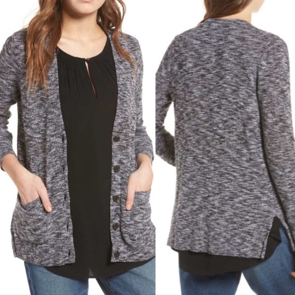 Madewell 'Fieldwalk Cardigan' Button Sweater Heather Marl Gray, Women's Size L